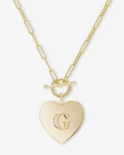 Love Letters Heart Necklace - Gold|White Diamondettes -Melinda Maria LoveLettersHeartNecklace N6389 G WTCZ G P V1