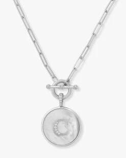 Love Letters Medallion Necklace - Silver -Melinda Maria Lovel C S v1 15b3ac58 f541 4027 b59e 20f0ee4b4eed
