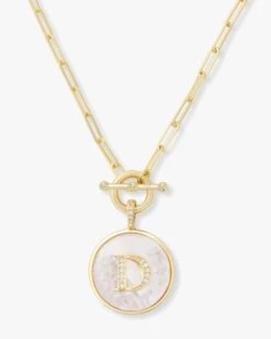 Love Letters Medallion Necklace - Gold -Melinda Maria Lovel D v1 60cbcdd2 5754 413c 91d2 ae4aad6c531c
