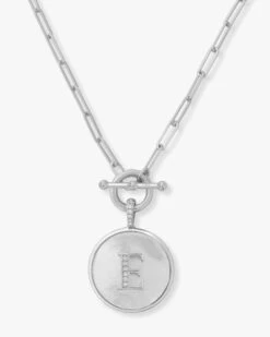 Love Letters Medallion Necklace - Silver -Melinda Maria Lovel E S v1 0893afa2 095f 4f6b 83fc 91d45e668022