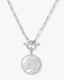 Love Letters Medallion Necklace - Silver -Melinda Maria Lovel H S v1 ddfa65f8 ba1b 4b24 8004 8e81890e27b1