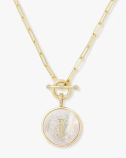 Love Letters Medallion Necklace - Gold -Melinda Maria Lovel J v1 be72f207 8203 473a 8dfa 605c885d9218
