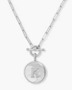 Love Letters Medallion Necklace - Silver -Melinda Maria Lovel K S v1 fdaecb8c 1ef4 4b32 a6c5 2a985247e609
