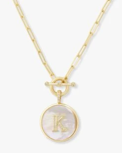Love Letters Medallion Necklace - Gold -Melinda Maria Lovel K v1 ffed411a a5cb 47fb 8280 13210cc86461