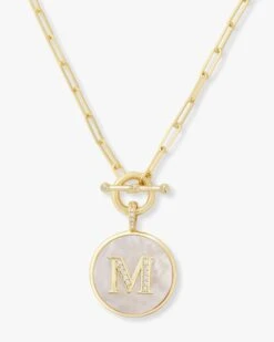 Love Letters Medallion Necklace - Gold -Melinda Maria Lovel M v1 3ca69737 33d0 46f4 8817 7d188ae863a6