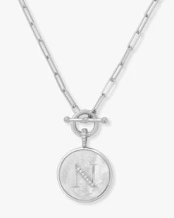 Love Letters Medallion Necklace - Silver -Melinda Maria Lovel N S v1 87c17f34 8226 4a95 858a 74db1082b9a3
