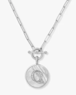Love Letters Medallion Necklace - Silver -Melinda Maria Lovel Q S v1 be805422 1b72 4750 ad0a 0dab61742dc5