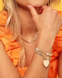 Julian XL Heart Cuban Chain Bracelet - Silver -Melinda Maria MAY COLLECTION 202400831 7220e314 001d 408c a6e0 1b3b4a71fc19