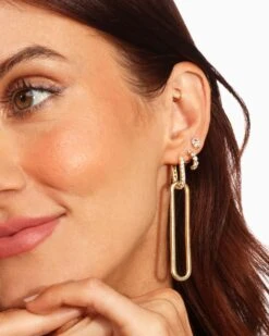 Mama Carrie Chain Convertible Huggies - Gold|White Diamondettes -Melinda Maria MamaCarrieChainConvertibleHuggies E7082 E G V1