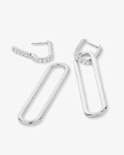 Mama Carrie Chain Convertible Huggies - Silver|White Diamondettes -Melinda Maria MamaCarrieChainConvertibleHuggies E7082 P S V2