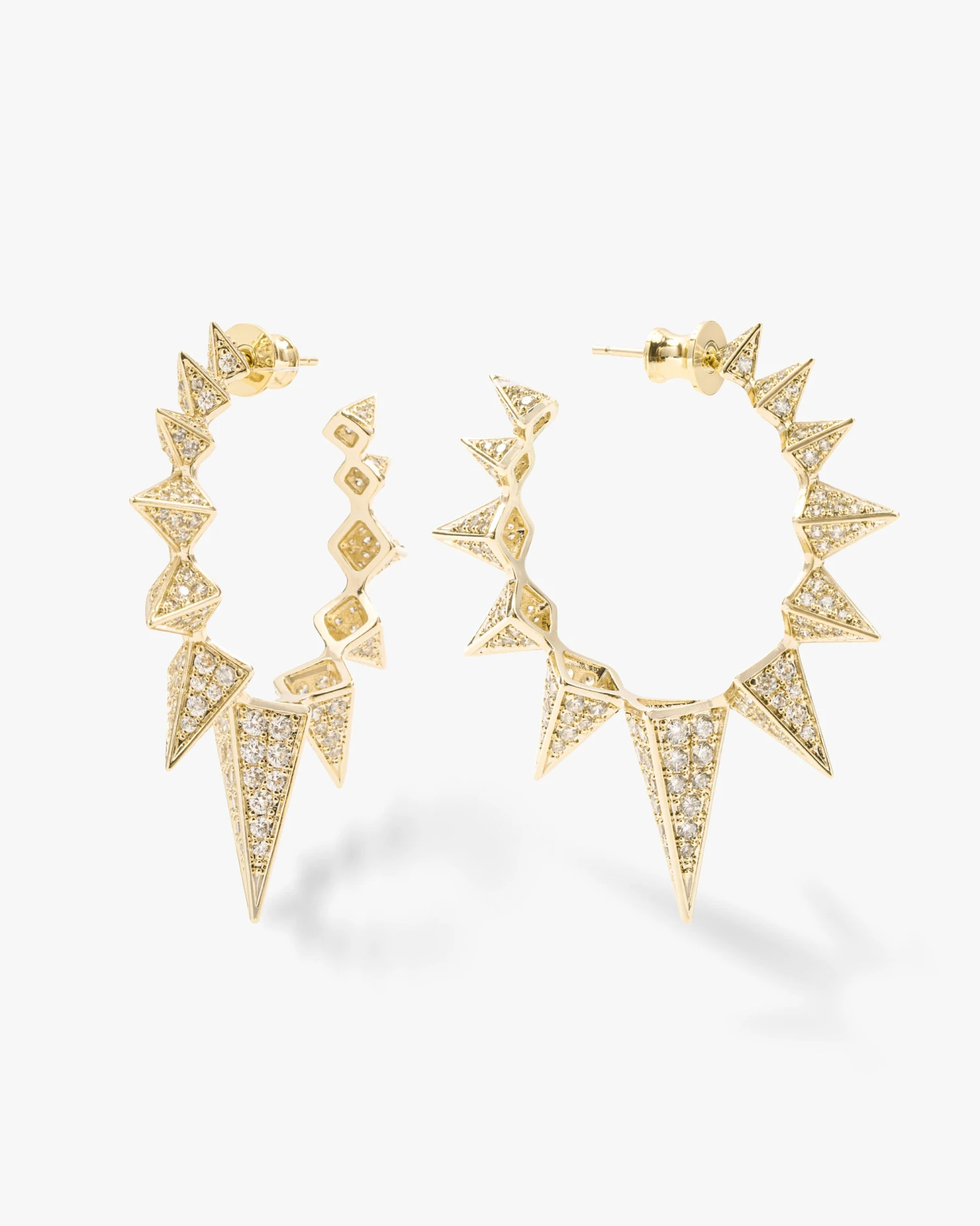 Mama Gabriella Pavé Spiked Hoops - Gold|White Diamondettes 3 Mama Gabriella Pavé Spiked Hoops - Gold|White Diamondettes