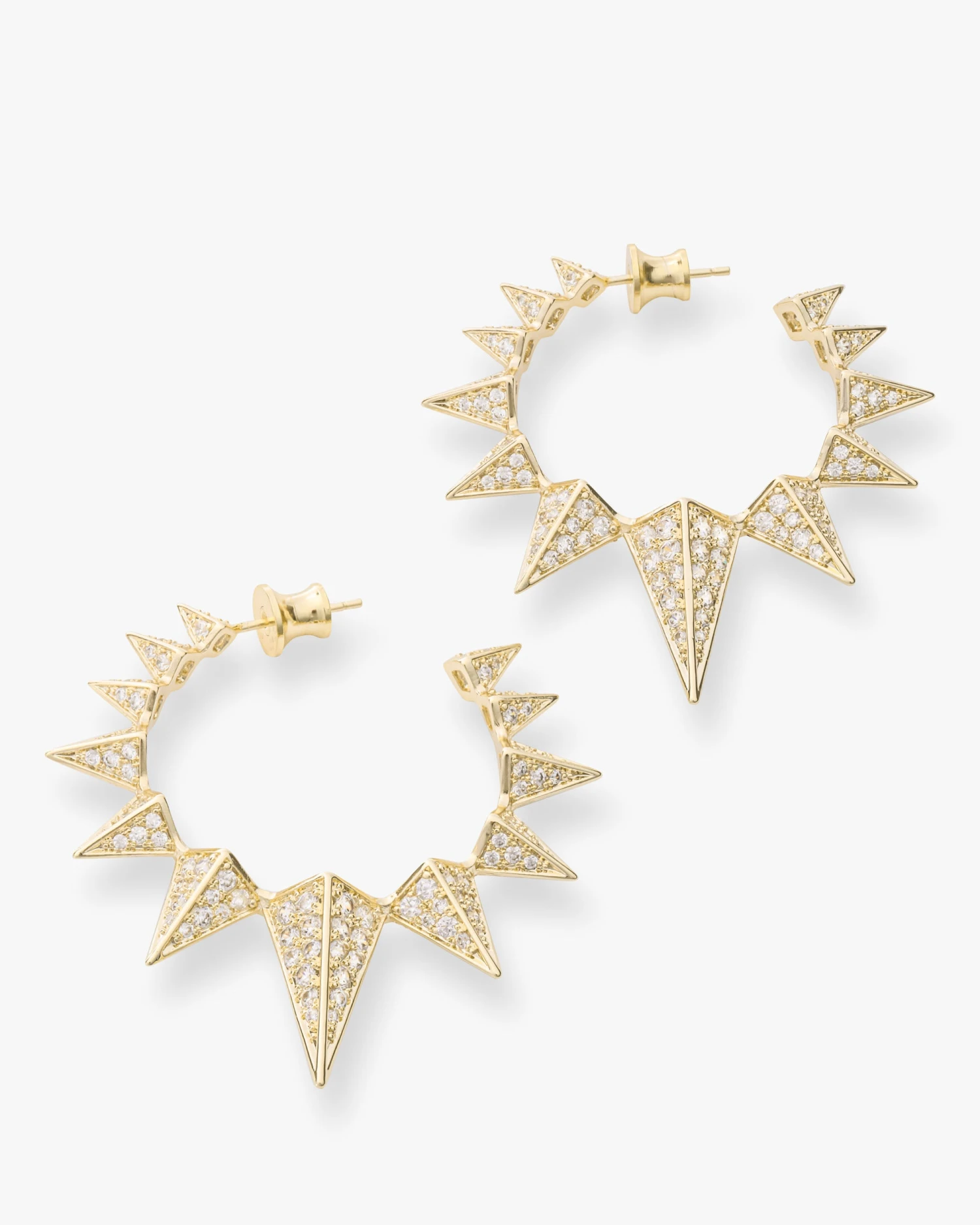 Mama Gabriella Pavé Spiked Hoops - Gold|White Diamondettes 5 Mama Gabriella Pavé Spiked Hoops - Gold|White Diamondettes - Image 3