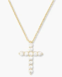 "Oh She Fancy" Cross Pendant - Gold|White Diamondettes