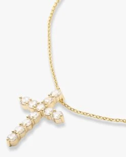 "Oh She Fancy" Small Cross Pendant - Gold|White Diamondettes -Melinda Maria N Cross G V2 65b481fa 2032 4854 bd81 aa03731735d7
