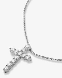 "Oh She Fancy" Small Cross Pendant - Silver|White Diamondettes -Melinda Maria N Cross S V2 fbb9e9c8 aef0 41c0 b483 bed2668e4154