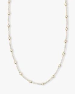 She's An Icon Station Necklace - Gold|White Diamondettes