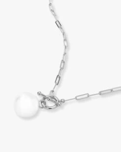 Life's A Ball Pearl Pendant Necklace - Silver 9 Life's A Ball Pearl Pendant Necklace - Silver -Melinda Maria NACKLACE2ANGLE SILVERcopy 2576315e 6a77 4e20 b4d9 c678ac9e51e1