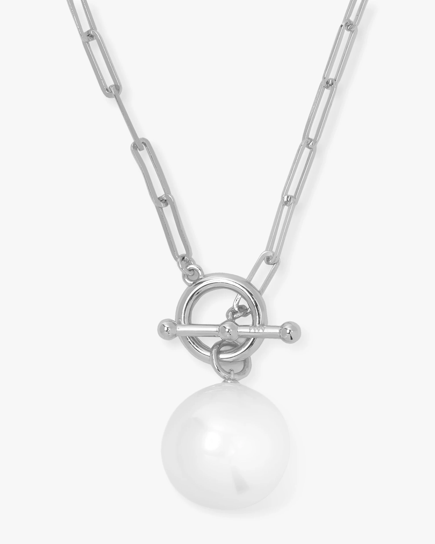 Life's A Ball Pearl Pendant Necklace - Silver 3 Life's A Ball Pearl Pendant Necklace - Silver