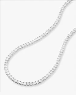 The Queen's Tennis Necklace - Silver|White Diamondettes -Melinda Maria NACKLACEANGLEcopy12 SILVER