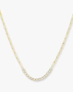 Baroness Samantha Tennis Necklace - Gold|White Diamondettes