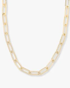 Carrie Pavé Chain Necklace - Gold|White Diamondettes
