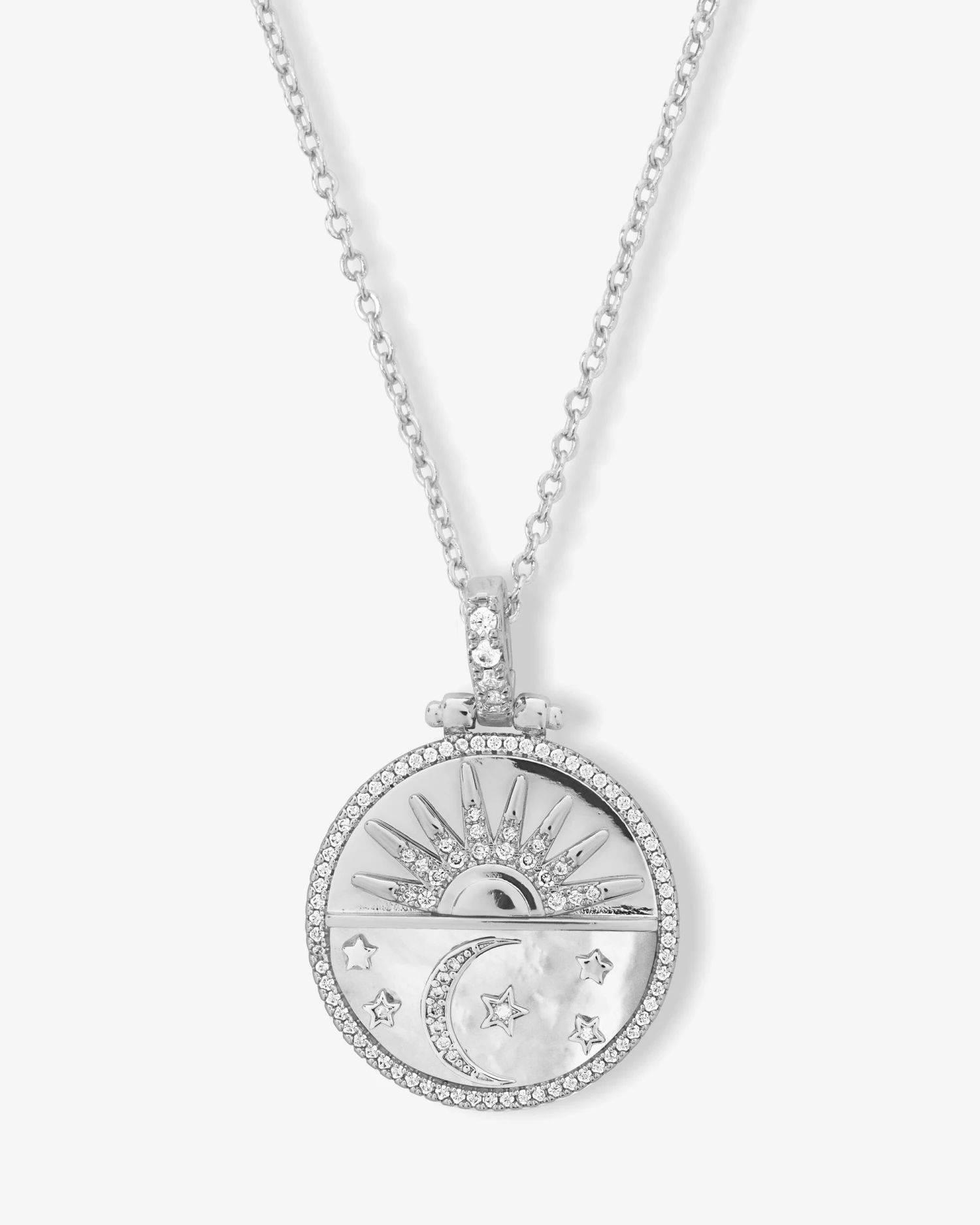 New Beginnings Medallion Necklace - Silver|White Diamondettes 3 New Beginnings Medallion Necklace - Silver|White Diamondettes