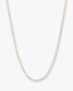 Baby Not Your Basic Tennis Necklace - Gold|White Diamondettes