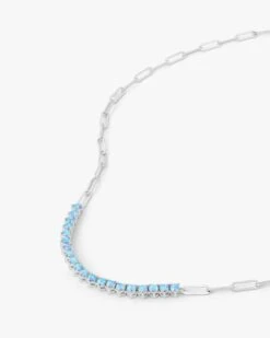 Not Your Basic Samantha Tennis Necklace - Silver|Blue Opal -Melinda Maria NotYourBasicBlueOpalTennisChainNecklace N6352 P S March Collection2706 V2 5a8b384a ba4c 4d9b a7d2 0b5883ac4d17