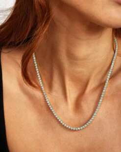 Not Your Basic Tennis Necklace - Gold|Blue Opal 11 Not Your Basic Tennis Necklace - Gold|Blue Opal -Melinda Maria NotYourBasicBlueOpalTennisNecklace18 N6186 E G MarchCollection 2024 68a9b7c2 47d8 4e67 aff2 7ea769a26918