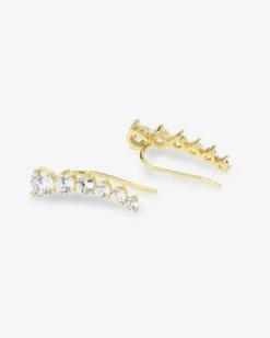 Not Your Basic Ear Crawler - Gold|White Diamondettes -Melinda Maria NotYourBasicEarCrawler E7091 SWT P G V2