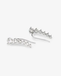 Not Your Basic Ear Crawler - Silver|White Diamondettes -Melinda Maria NotYourBasicEarCrawler E7091 SWT P S V2