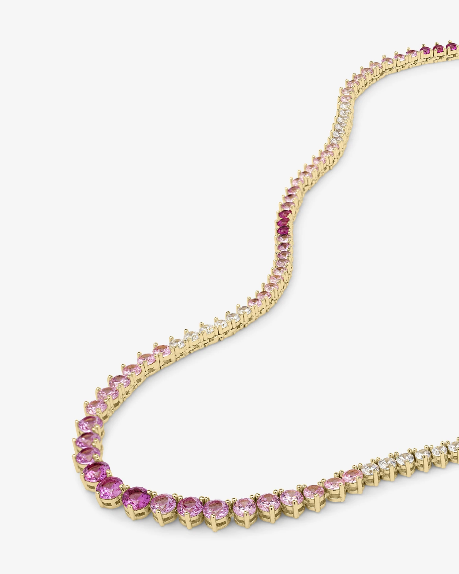 Not Your Basic Graduated Ombré Tennis Necklace - Gold|Pink Sapphire Ombré 6 Not Your Basic Graduated Ombré Tennis Necklace - Gold|Pink Sapphire Ombré - Image 4