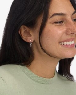Not Your Basic Soft Hoop Earrings - Silver|White Diamondettes -Melinda Maria NotYourBasicSoftHoopEarrings E7092 S E V2