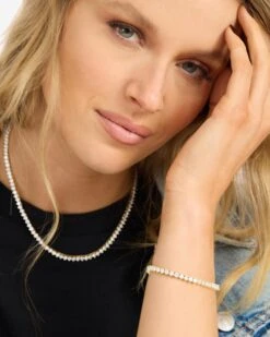 Not Your Basic Tennis Bracelet - Gold|White Diamondettes 7 Not Your Basic Tennis Bracelet - Gold|White Diamondettes -Melinda Maria NotYourBasicTennisBracelet B1389 G WTCZ E V2