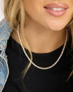 Not Your Basic Tennis Necklace - Gold|White Diamondettes 12 Not Your Basic Tennis Necklace - Gold|White Diamondettes -Melinda Maria NotYourBasicTennisNecklace16 N6065 G WTCZ E V1