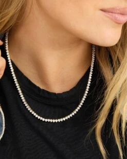 Not Your Basic Tennis Necklace - Gold|White Diamondettes 13 Not Your Basic Tennis Necklace - Gold|White Diamondettes -Melinda Maria NotYourBasicTennisNecklace18 N6186 G WTCZ E V1