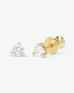 Not Your Basic 4mm Studs - Gold|White Diamondettes