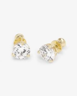Not Your Basic 8mm Studs - Gold|White Diamondettes -Melinda Maria Not Your Basic 8mm Studs E7111 G WT P V2