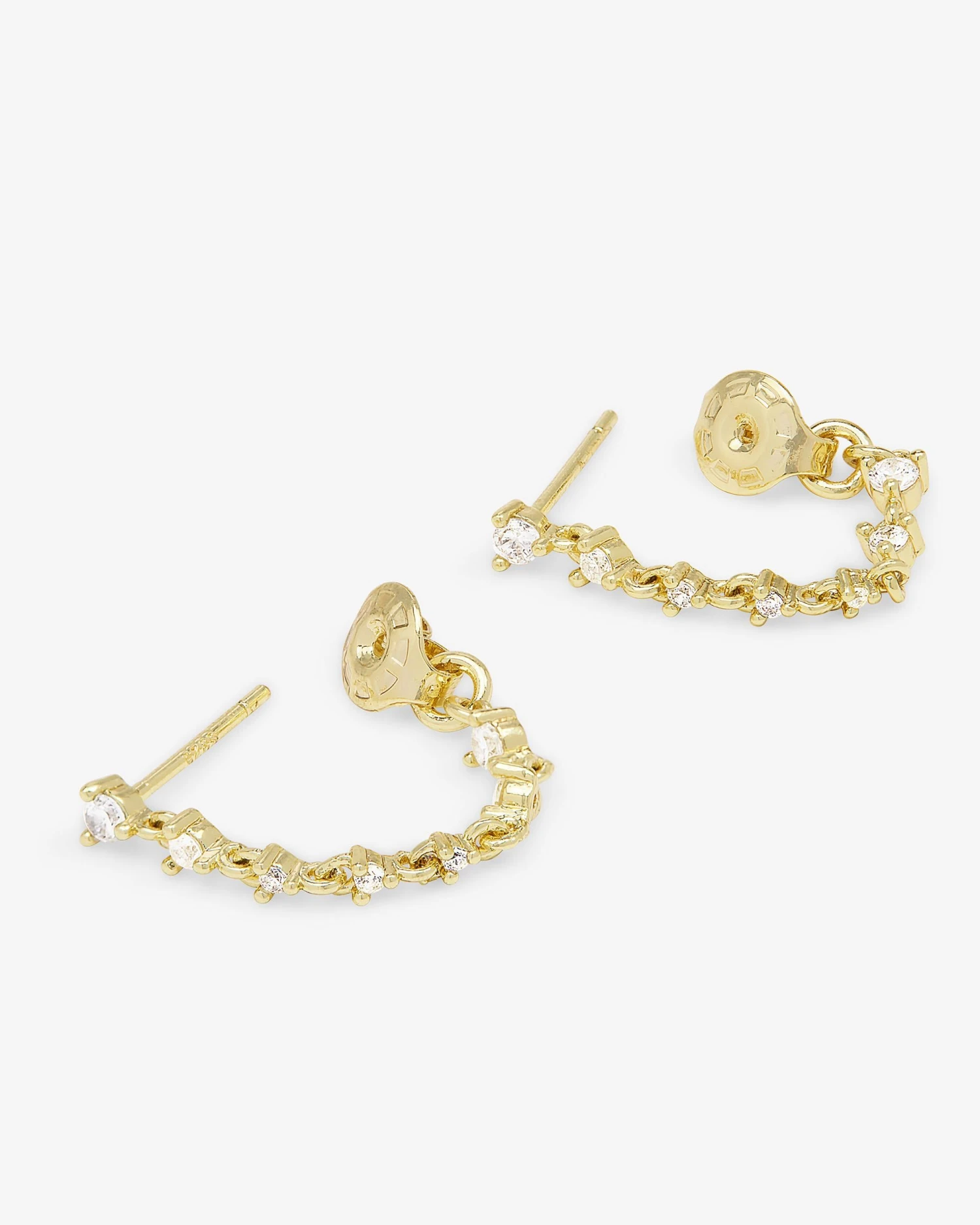 Not Your Basic Soft Hoop Earrings - Gold|White Diamondettes - Image 3