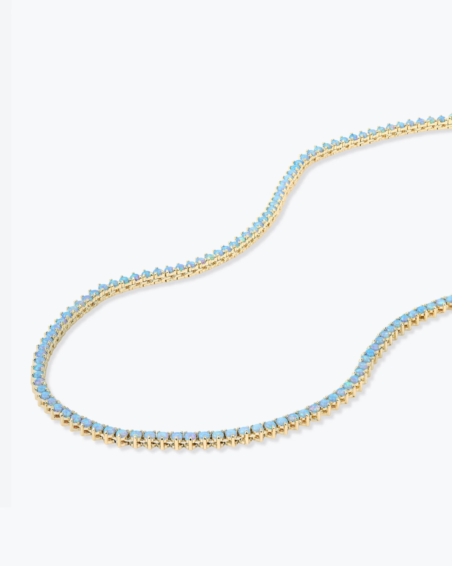 Not Your Basic Tennis Necklace - Gold|Blue Opal 6 Not Your Basic Tennis Necklace - Gold|Blue Opal - Image 4