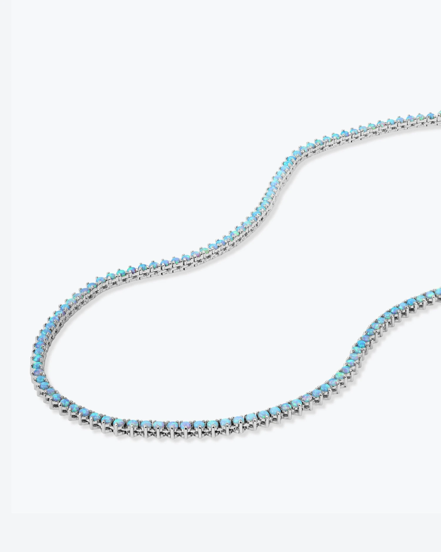Not Your Basic Tennis Necklace - Silver|Blue Opal 6 Not Your Basic Tennis Necklace - Silver|Blue Opal - Image 4