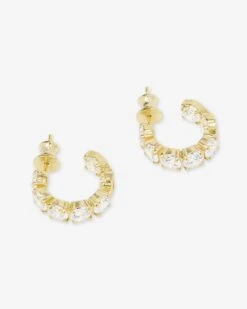 "Oh She Fancy" Hoops .75" - Gold|White Diamondettes -Melinda Maria OhSHEFancy Hoops.75 E5087 G P V2