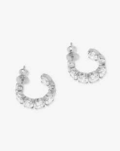 "Oh She Fancy" Hoops .75" - Silver|White Diamondettes -Melinda Maria OhSHEFancy Hoops.75 E5087 S P V2