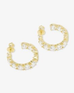 "Oh She Fancy" Hoops 1" - Gold|White Diamondettes -Melinda Maria OhSHEFancy Hoops1 E5075 G P V2