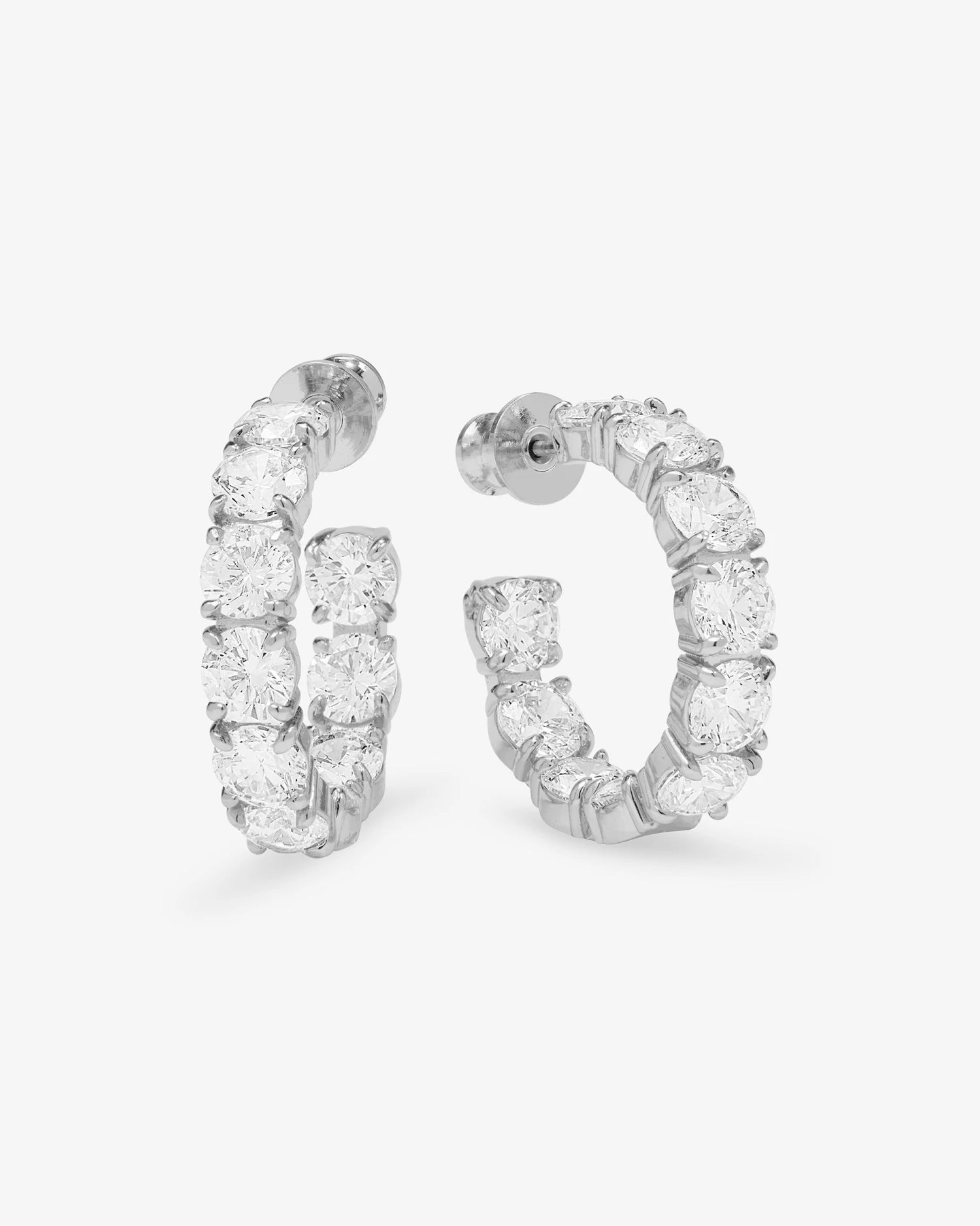 "Oh She Fancy" Hoops 1" - Silver|White Diamondettes 3 "Oh She Fancy" Hoops 1" - Silver|White Diamondettes