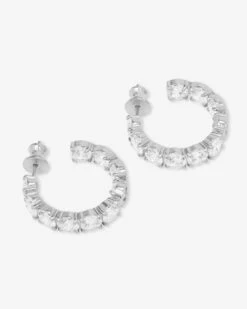 "Oh She Fancy" Hoops 1" - Silver|White Diamondettes 8 "Oh She Fancy" Hoops 1" - Silver|White Diamondettes -Melinda Maria OhSHEFancy Hoops1 E5075 S P V2