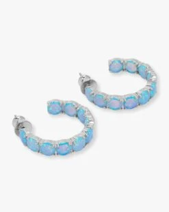 "Oh She Fancy" Hoops 1" - Silver|Blue Opal -Melinda Maria OhSheFancy1 BlueOpalHoops S V2 fa108855 c164 4469 a91e c2546d43377c