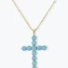 "Oh She Fancy" Cross Pendant - Gold|Blue Opal -Melinda Maria OhSheFancyBlueOpalCrossPendant N6214 P March Collection2693 V1