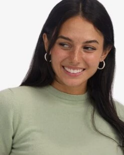 "Oh She Fancy" Graduated Hoops 1" - Silver|White Diamondettes -Melinda Maria OhSheFancyGraduatedHoops1 E7096 S E V2