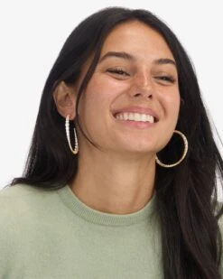 "Oh She Fancy" Graduated Hoops 2" - Gold|White Diamondettes -Melinda Maria OhSheFancyGraduatedHoops2 E7097 G E V2a